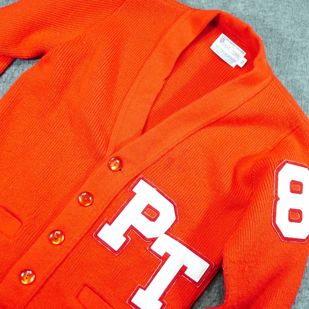 East-Tenn‎ Letterman Cardigan Women Medium size 32 Red Vintage 1960s PT Patch